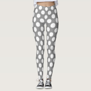Grey and white polka dots leggings