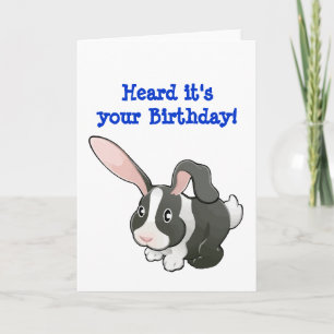 Grey and White Rabbit Birthday Card