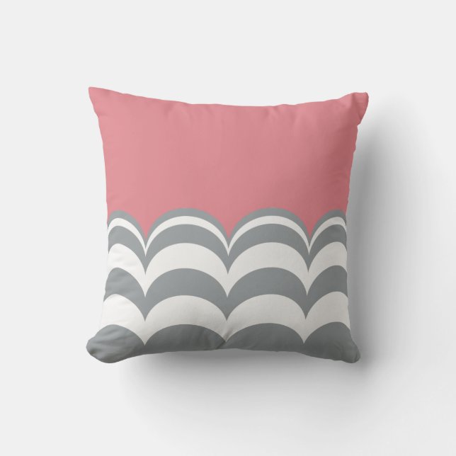 Grey and White Scalloped Custom Pillow (Front)