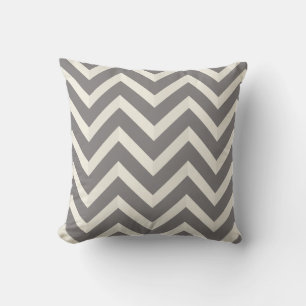 Grey and White Shadow Chevron Stripes Pattern Cushion