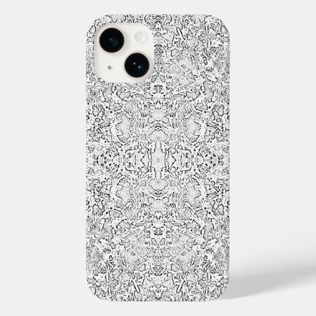 Grey And White Shapes Pattern iPhone 14 Case (Back)