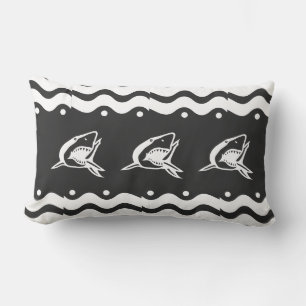 Grey and white Shark Lumbar Cushion