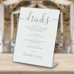 Grey And White Signature Script Drinks Menu Pedestal Sign