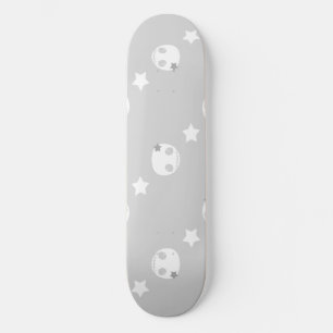 Grey and White Skulls and Stars Skatedeck Skateboard