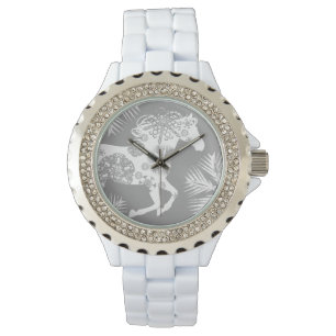 Grey and White Snowflake Christmas Horse Watch