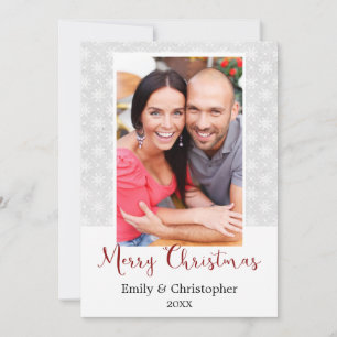 Grey and White Snowflake Christmas Photo Card