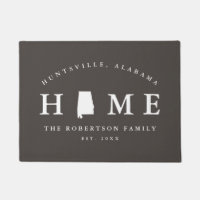 Grey and White State of Alabama Map Mat,