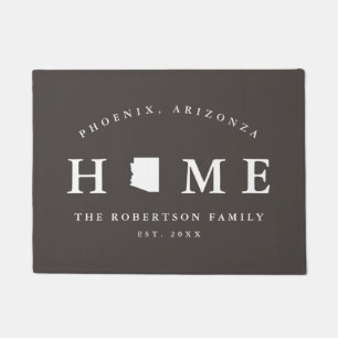 Grey and White State of Arizona Map Mat, Doormat