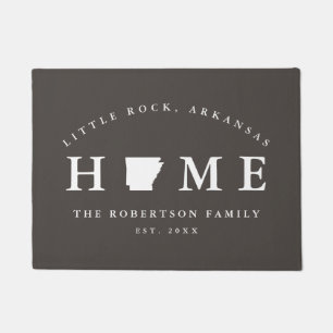 Grey and White State of Arkansas Map Mat, Doormat