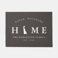 Grey and White State of Delaware Map Mat, Doormat