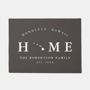 Grey and White State of Hawaii Map Mat, Doormat