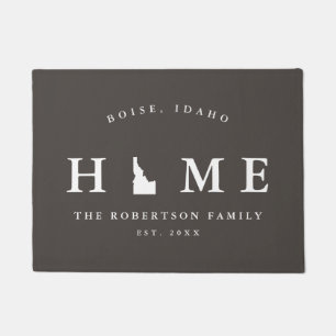 Grey and White State of Idaho Map Mat, Doormat