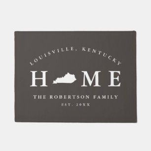 Grey and White State of Kentucky Map Mat, Doormat
