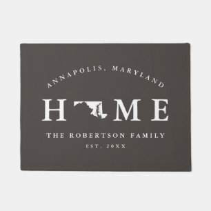 Grey and White State of Maryland Map Mat, Doormat