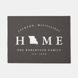 Grey and White State of Missouri Map Mat, Doormat