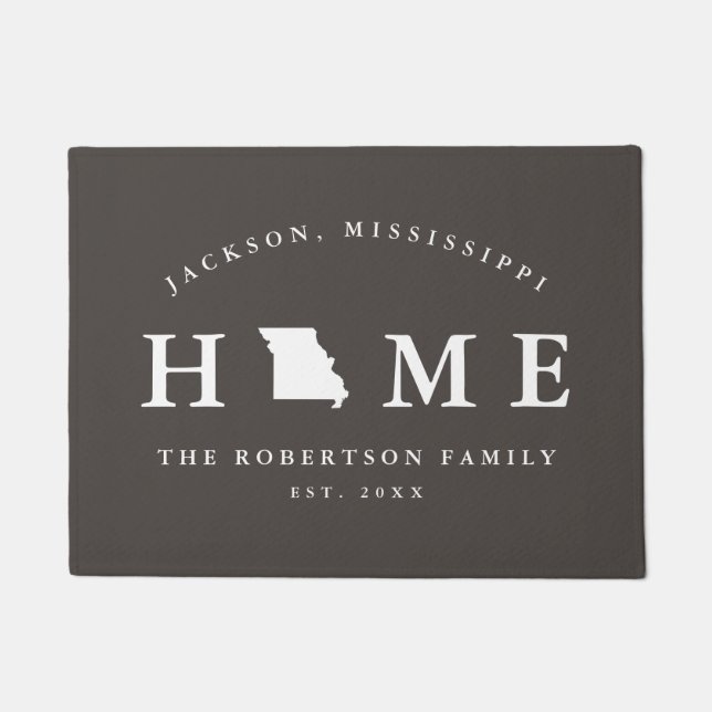 Grey and White State of Missouri Map Mat, Doormat (Front)