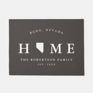 Grey and White State of Nevada Map Mat, Doormat