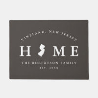 Grey and White State of New Jersey Map Mat,
