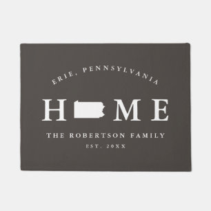 Grey and White State of Pennsylvania Map Mat, Doormat