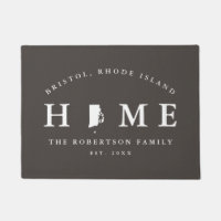 Grey and White State of Rhode Island Map Mat,