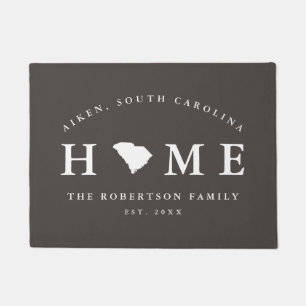 Grey and White State of South Carolina Map Mat, Doormat