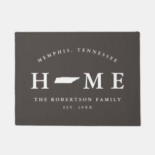 Grey and White State of Tennessee Map Mat, Doormat