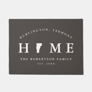 Grey and White State of Vermont Map Mat, Doormat