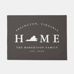 Grey and White State of Virginia Map Mat, Doormat