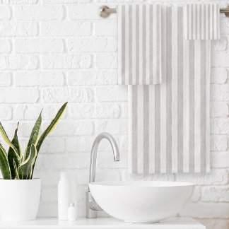Grey And White Stripe Minimalist Modern Farmhouse Bath Towel Set