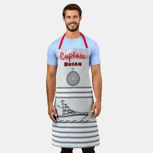 Grey and White Stripe Nautical Designed Apron