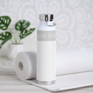 Grey and White Striped with Name Water Bottle