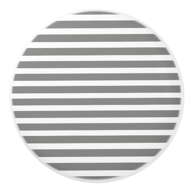 Grey and White Stripes Ceramic Knob (Front)