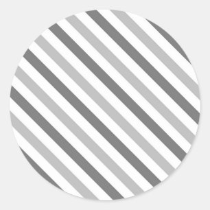 Grey and White Stripes Classic Round Sticker