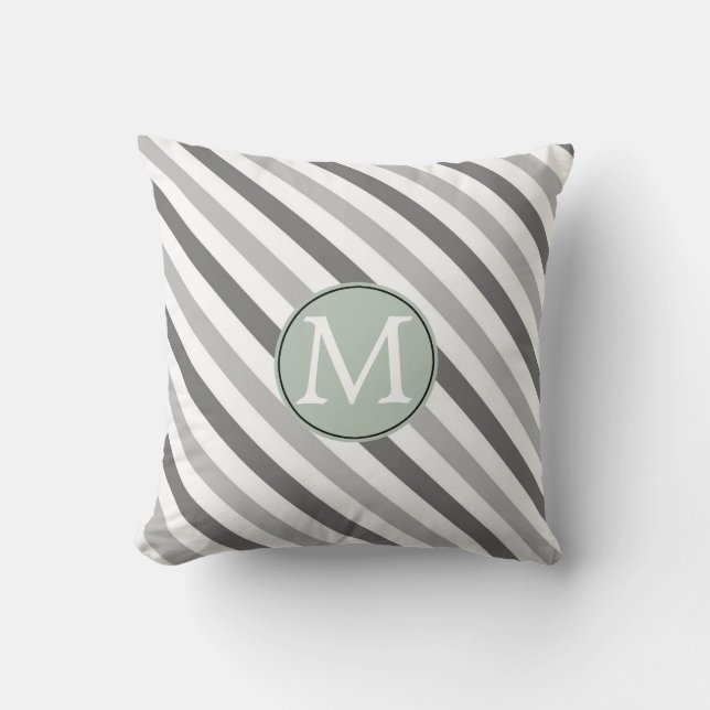 Grey and White Stripes Cushion (Front)