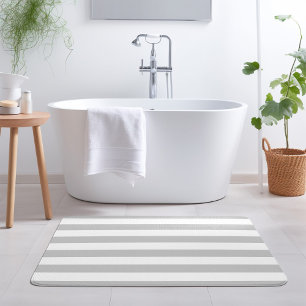 Grey and White Stripes   Editable Colours Bath Mat