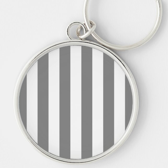 Grey and White Stripes Key Ring (Front)