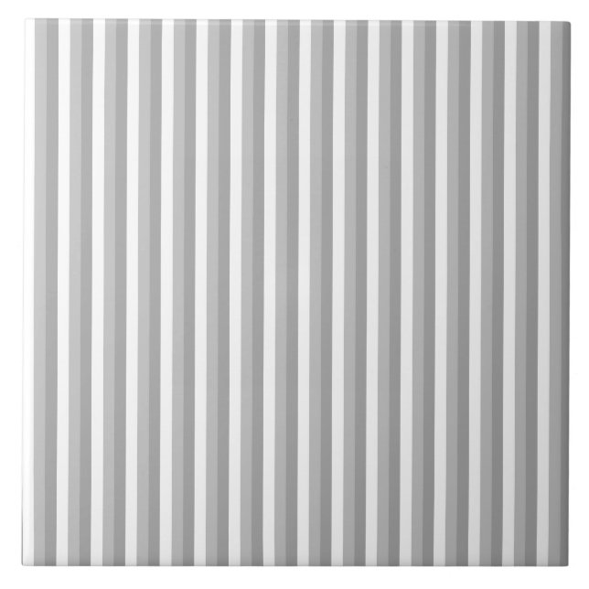 Grey and white stripes. Pattern. Ceramic Tile (Front)