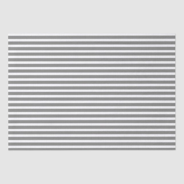 Grey and White Stripes Tissue Paper (Front)
