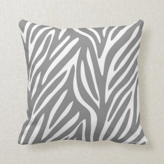 Grey and White Stylised Zebra Pattern Cushion