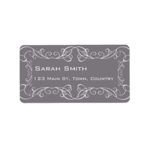 Grey and White Swirls Wedding Return RSVP Labels