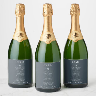 Grey and White Table Number Wedding Sparkling Wine Label