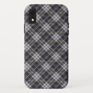 Grey and white tartan plaid pattern iPhone XR case