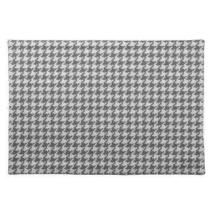 Grey and White Textured Houndstooth Pattern Placemat