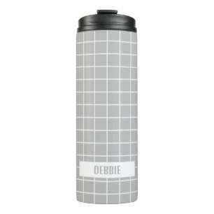 Grey and white tile blocks custom thermal tumbler