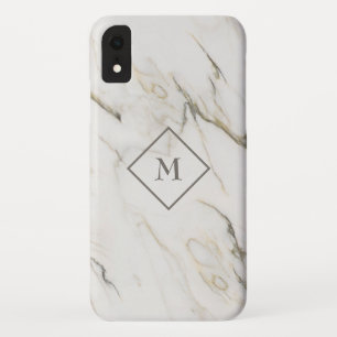 Grey And White White Marble Stone iPhone XR Case