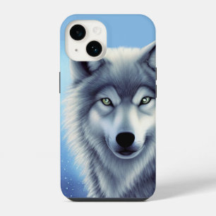 Grey and White Wolf Portrait iPhone 14 Case