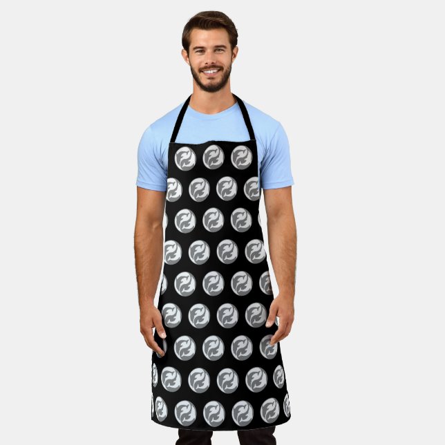 Grey And White Yin Yang Dolphins Apron (Worn)