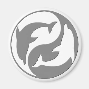 Grey And White yin Yang Dolphins Magnet