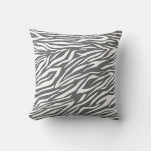 Grey and white zebra print pattern custom cushion