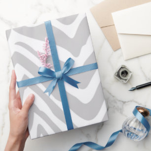 Grey and White Zebra Stripes Animal Print Wrapping Paper